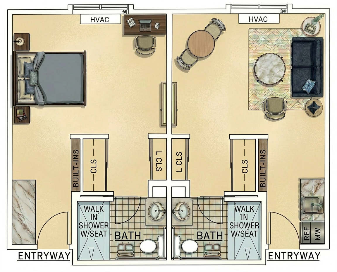 Double Studio floor plan
